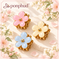 ponphud™ Poppy Mini Flower Claw Clips for Women, Enamel Floral Hair Clips, Cute Small Hair Claws for Half-Up Styles, Set of 3