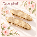 ponphud™ Marigold Scallop Hair Clips for Women, Gold-Tone Metal Side Barrettes, Textured Flower Snap Clips for Bangs and Fine Hair, Set of 2
